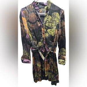 NEW Vintage Apanage collection dress midi olive 90s floral print flowy lined US8